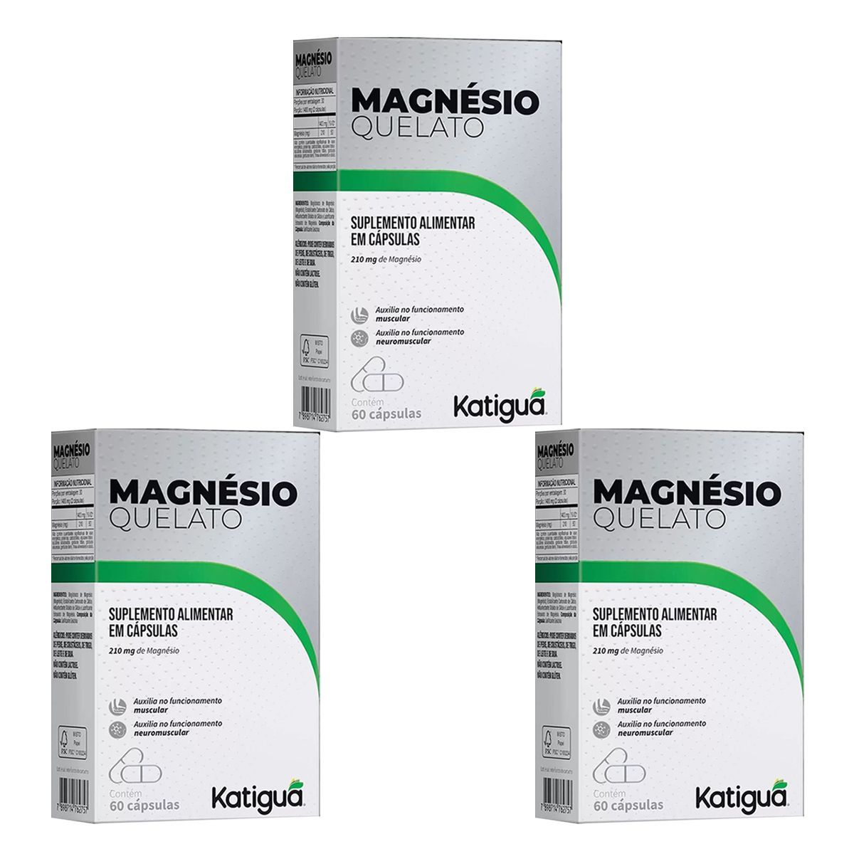 Kit 3X Magn�sio Quelato - 60 C�psulas - Katigu�