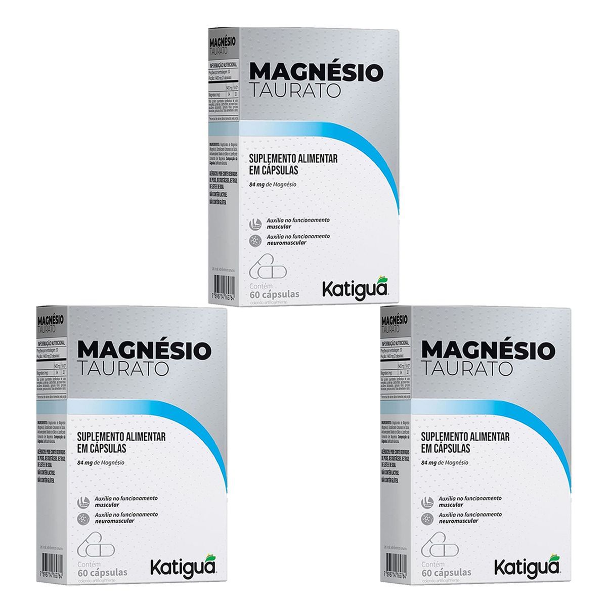 Kit 3X Magn�sio Taurato - 60 C�psulas - Katigu�
