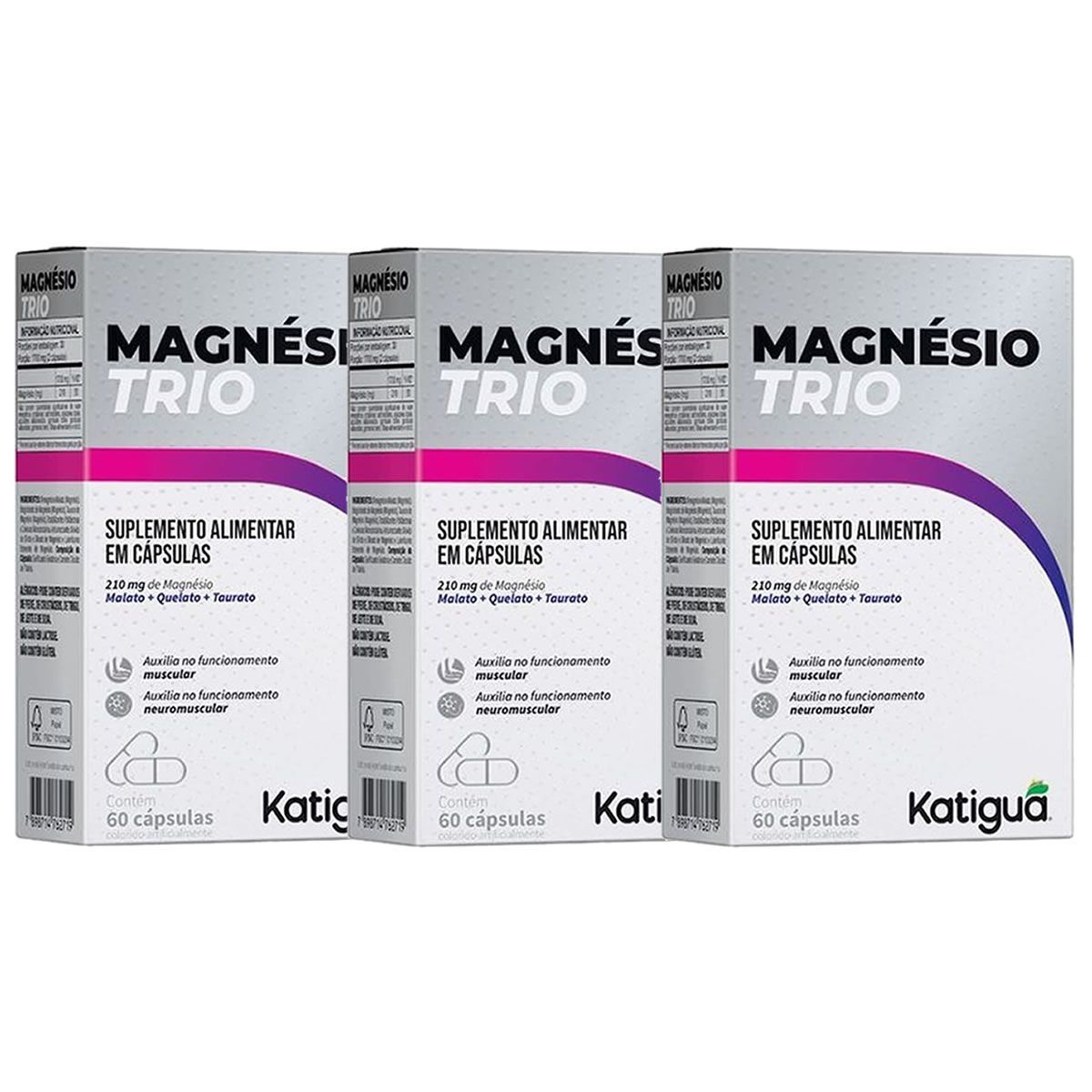 Kit 3X Magn�sio Trio - 60 C�psulas - Katigu�