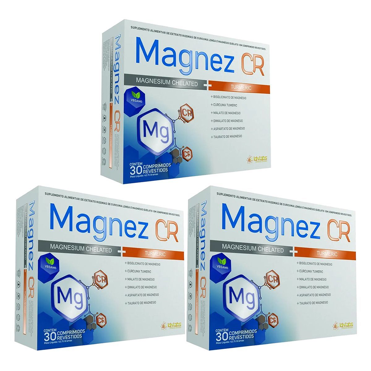 Kit 3X Magnez CR - 30 Comprimidos - IDN Labs