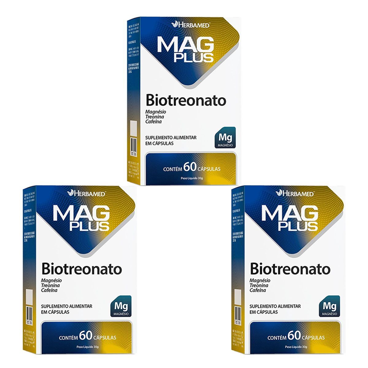 Kit 3X MagPlus Biotreonato - 60 C�psulas - Herbamed