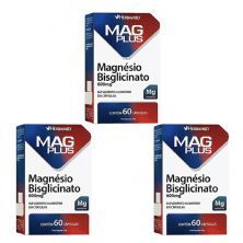 Kit 3X MagPlus Magn�sio Bisglicinato - 60 C�psulas - Herbamed