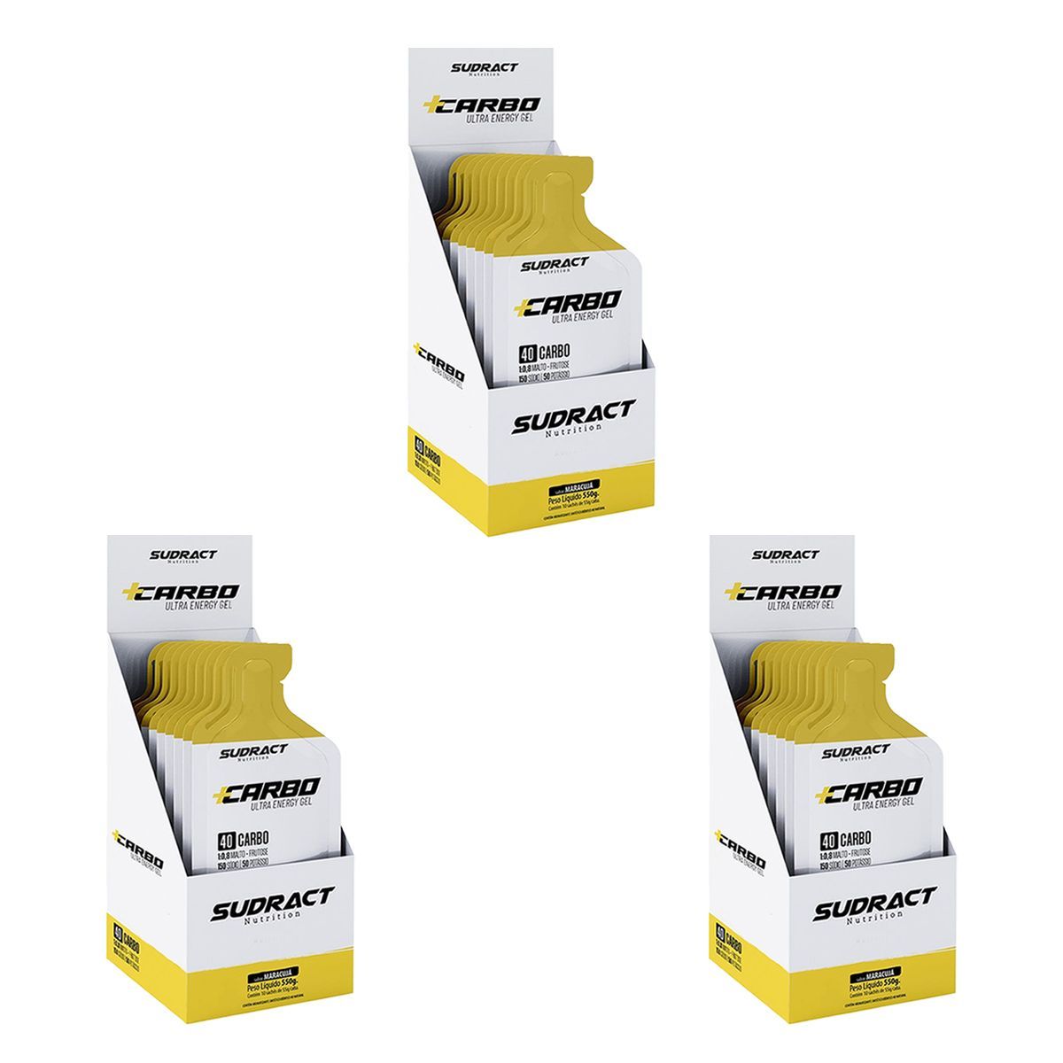 Kit 3X Mais Carbo Gel - 10 Sach�s 55g Maracuj� - Sudract