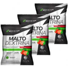 Kit 3X Malto Dextrin - 1000g Refil Morango Silvestre - BodyAction