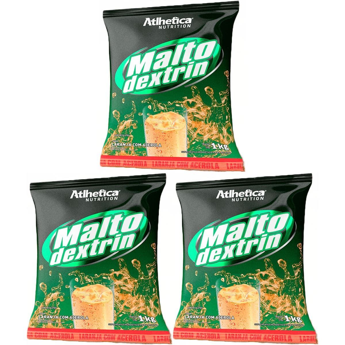 Kit 3X Maltodextrin - 1000g Laranja com Acerola - Atlhetica Nutrition