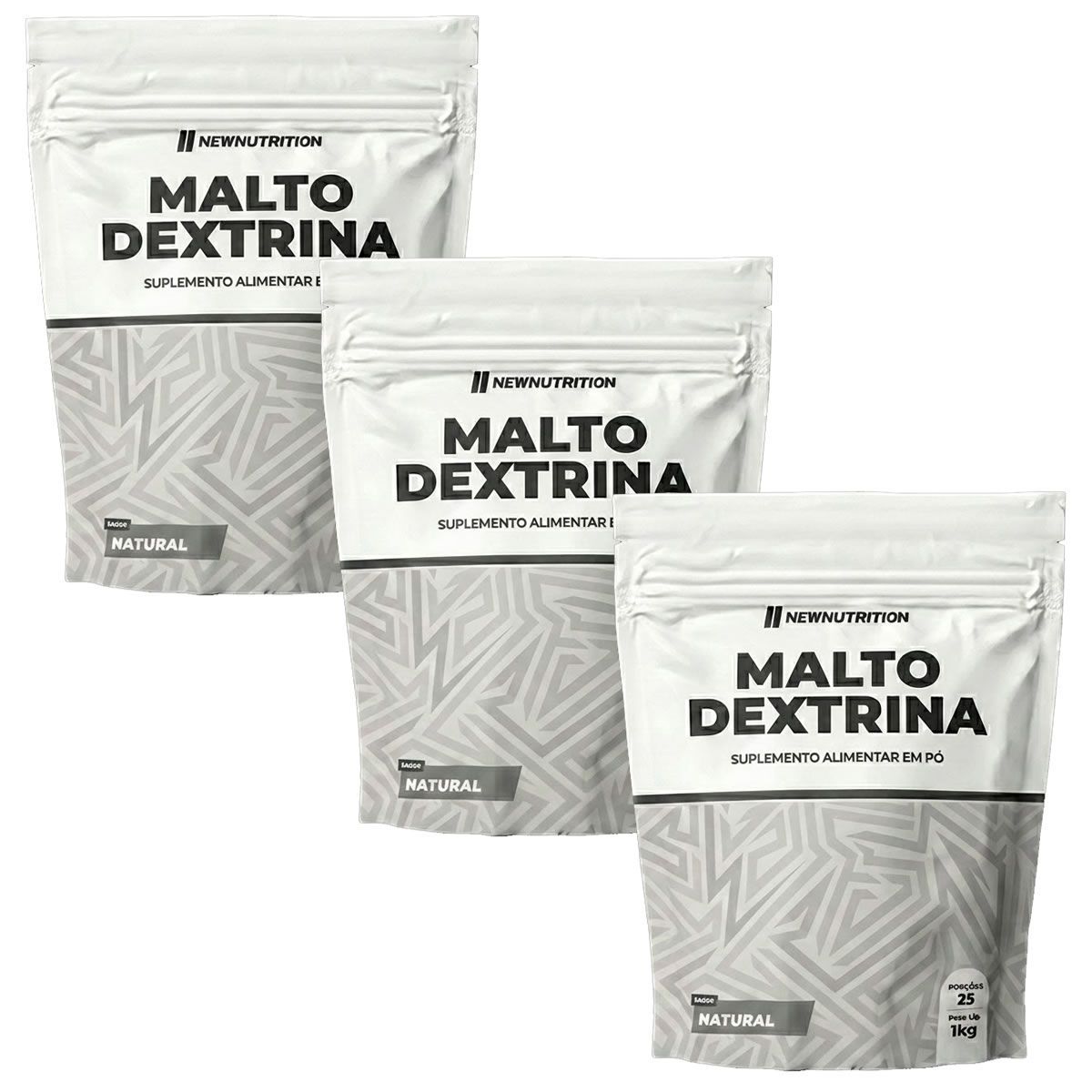 Kit 3X Maltodextrina - 1000g Refil Natural - NewNutrition