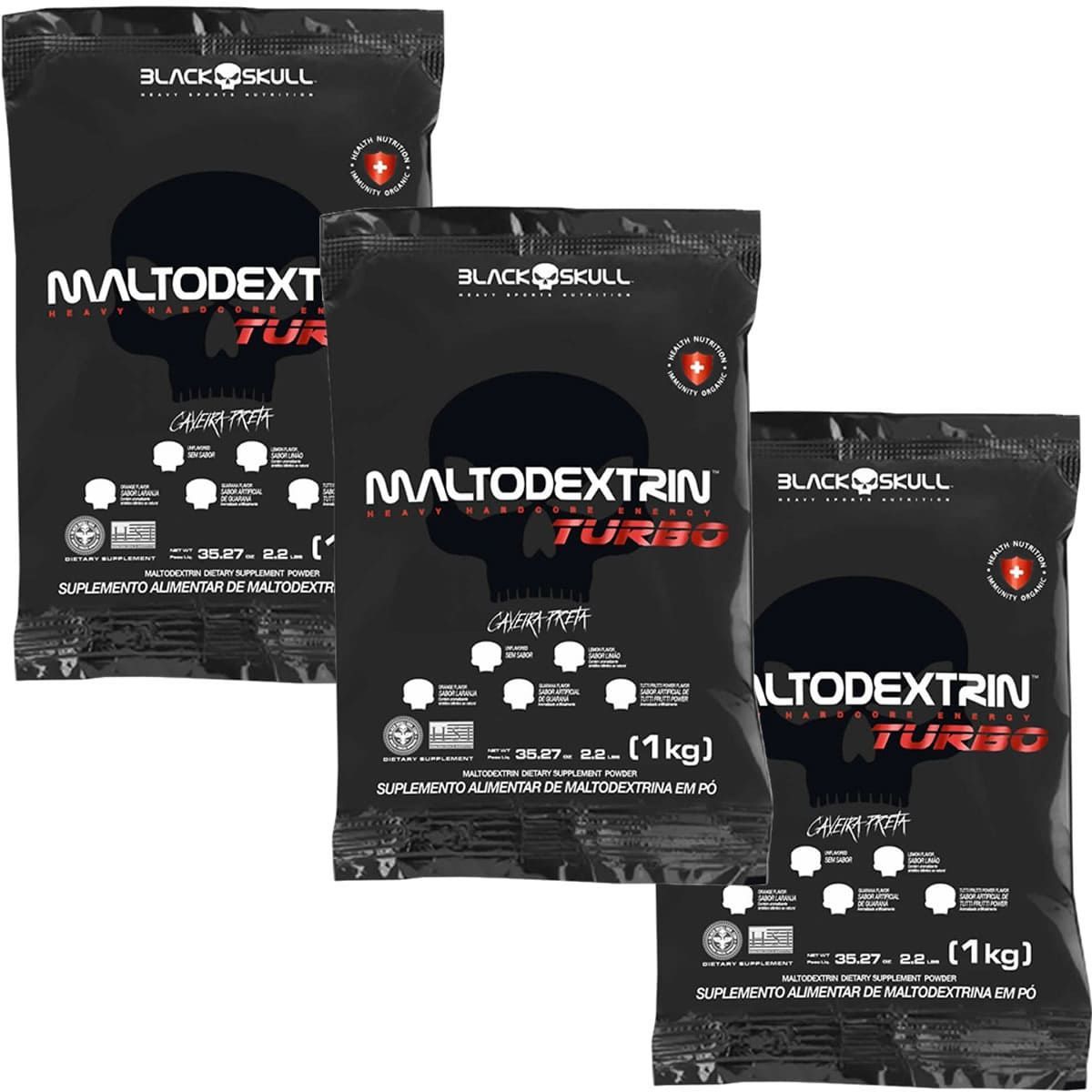 Kit 3X Maltodextrina Turbo - 1000g Refil Laranja - BlackSkull