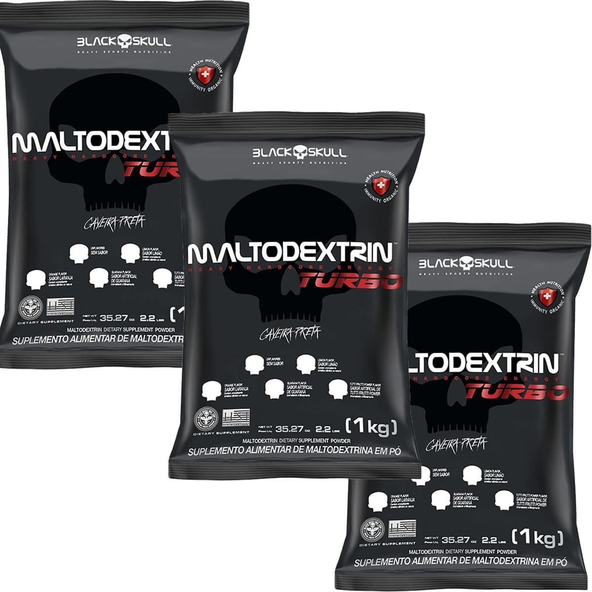Kit 3X Maltodextrina Turbo - 1000g Refil Lim�o - BlackSkull