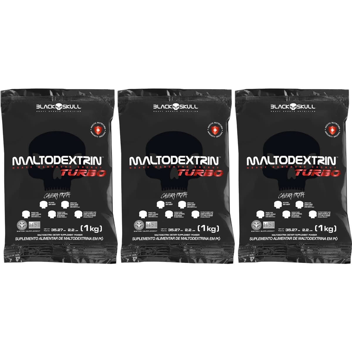 Kit 3X Maltodextrina Turbo - 1000g Refil Tutti Frutti - BlackSkull