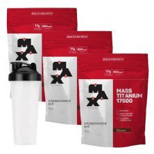 Kit 3X Mass 17500 3 Kg Refil Chocolate + Coqueteleira - Max Titanium