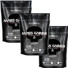 Kit 3X Mass Gainer - 3000g Refil Chocolate - Black Skull