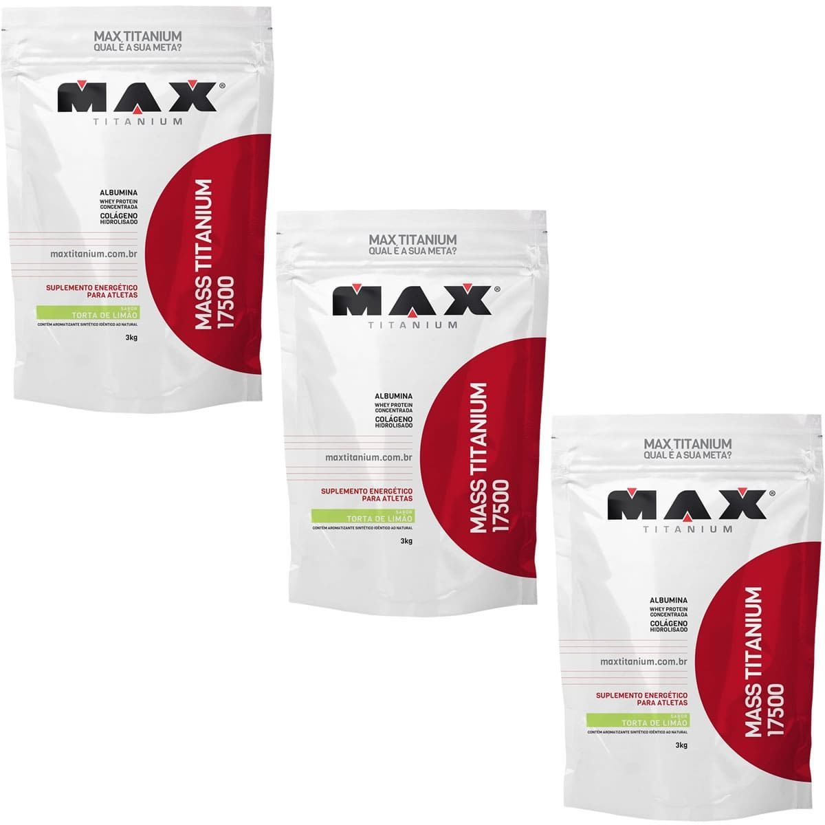 Kit 3X Mass Titanium 17500 - 3000g Refil Torta de Lim�o - Max Titanium