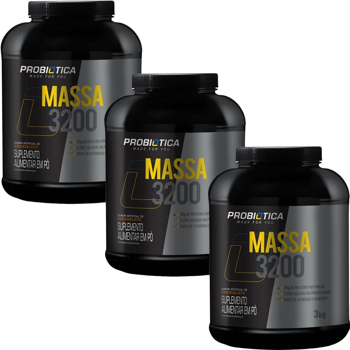 Kit 3X Massa 3200 - 3000g Chocolate - Probi�tica