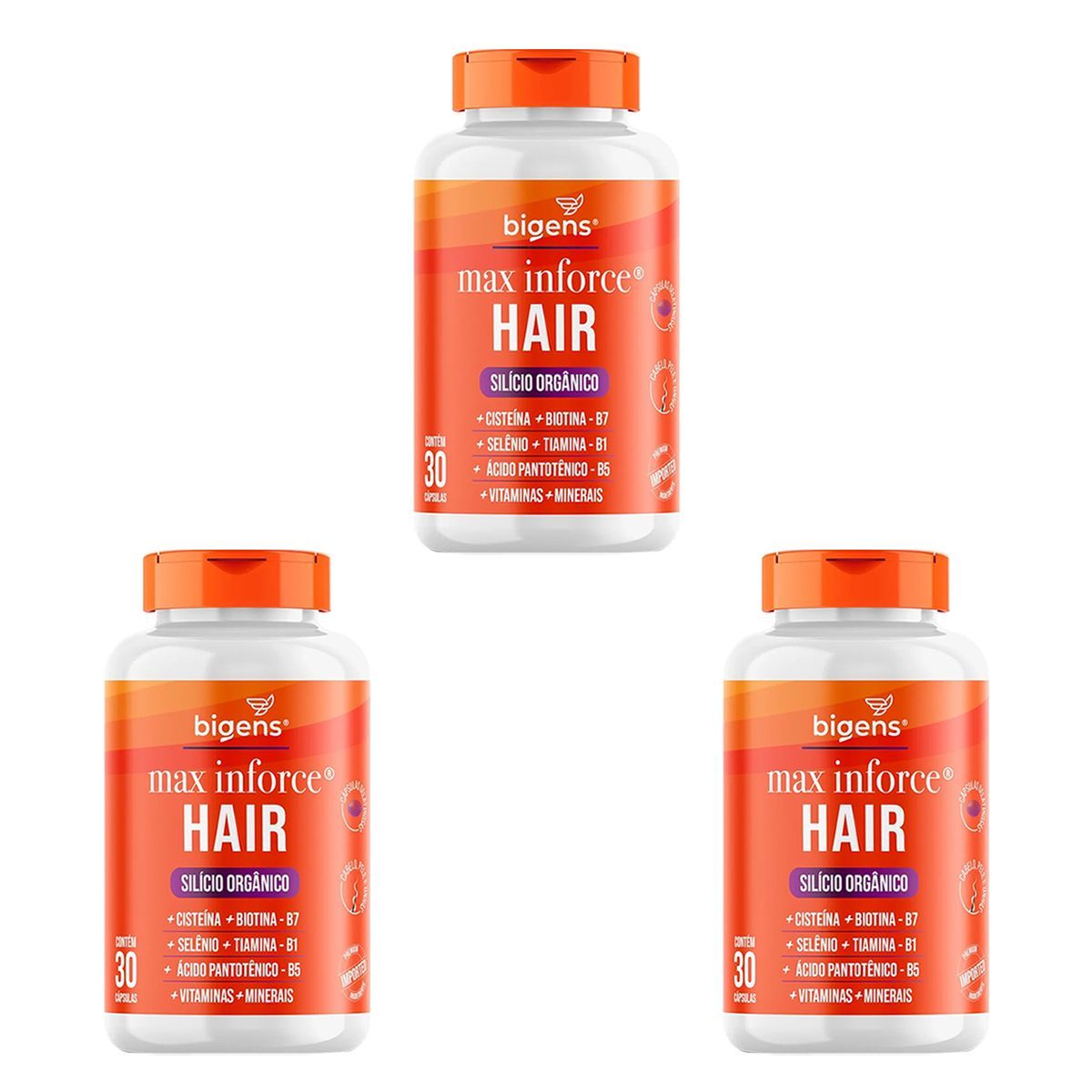 Kit 3X Max Inforce Hair - 30 C�psulas - Bigens