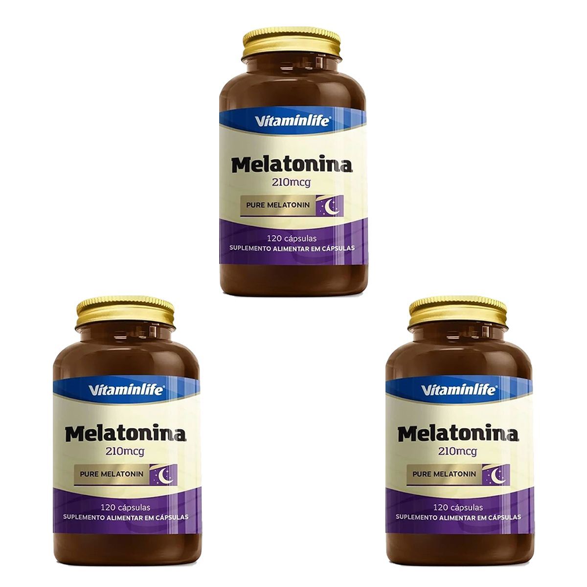 Kit 3X Melatonina 210mcg - 120 C�psulas - VitaminLife