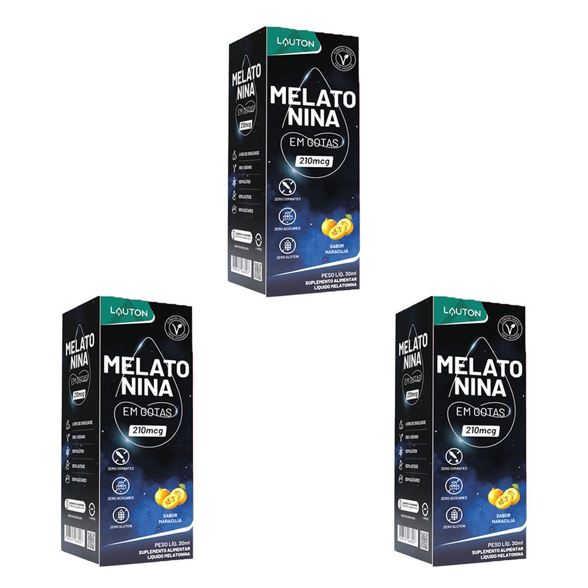 Kit 3X Melatonina -  210mcg 30ml Maracuj� - Lauton