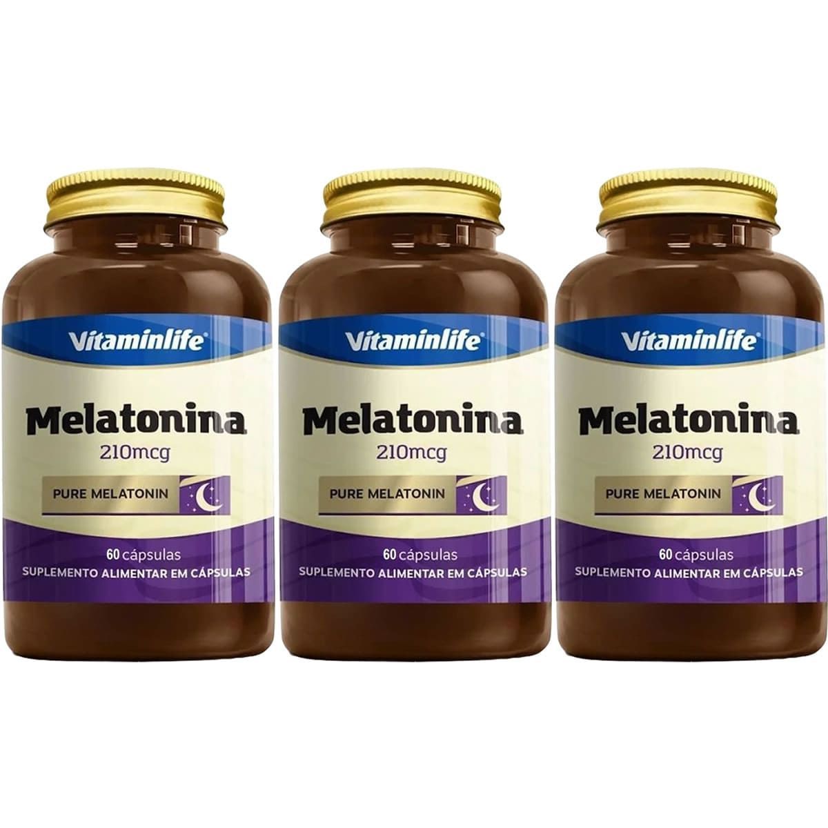 Kit 3X Melatonina 210mcg - 60 C�psulas - VitaminLife