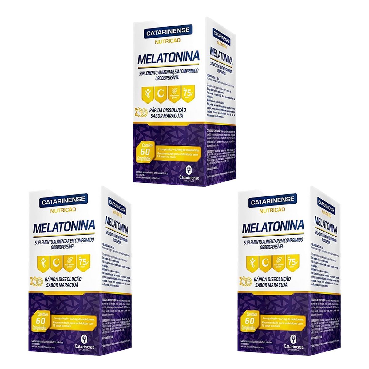 Kit 3X Melatonina - 60 Comprimidos Maracuj� - Catarinense Nutri��o