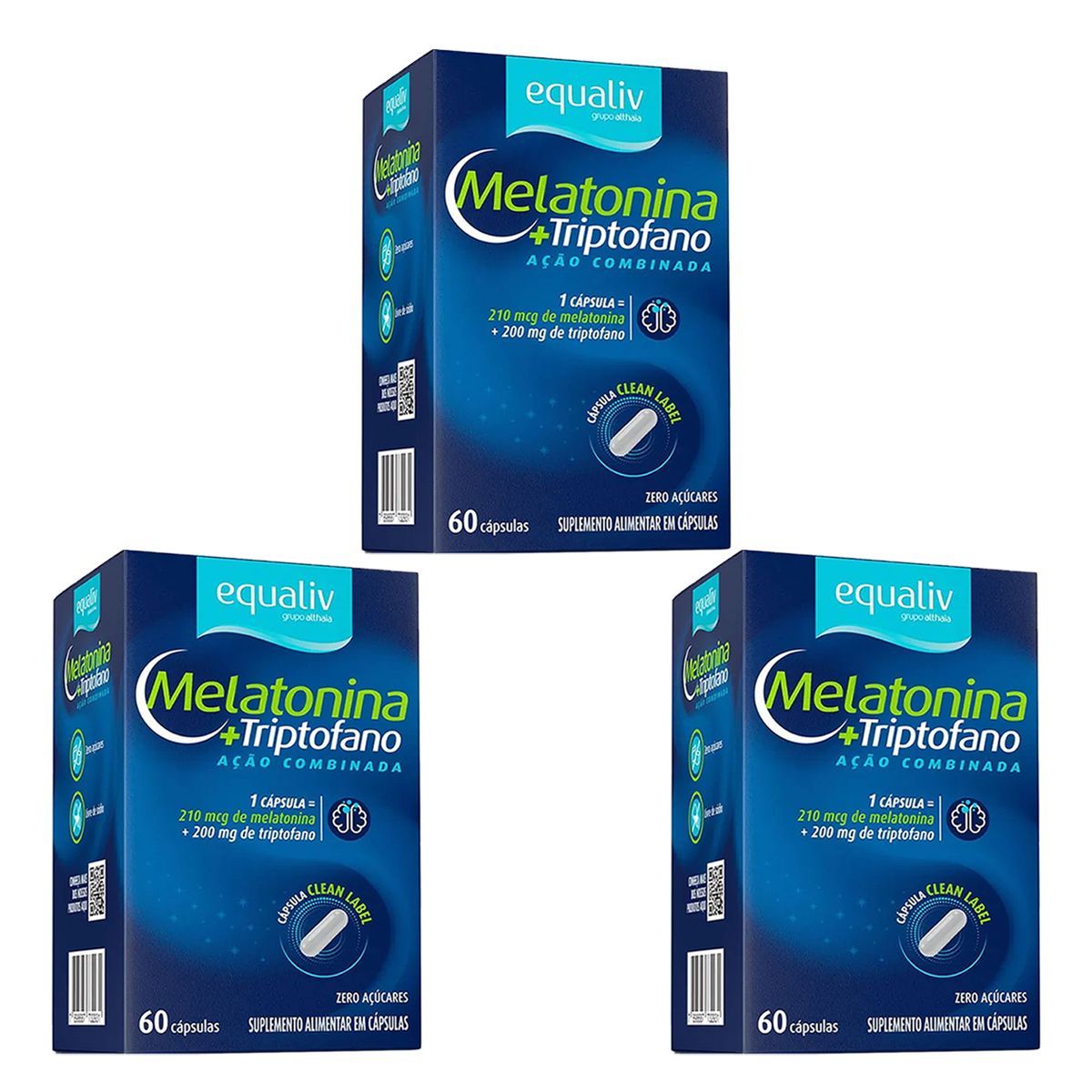 Kit 3X Melatonina e Triptofano - 60 C�psulas - Equaliv