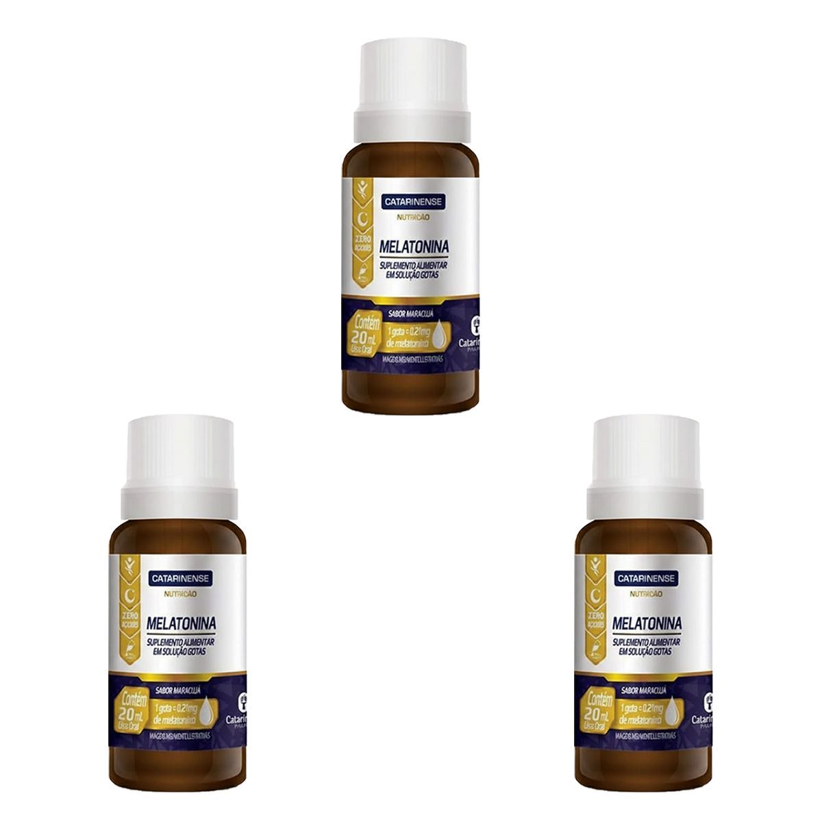 Kit 3X Melatonina em Gotas - 20ml Maracuj� - Catarinense Nutri��o