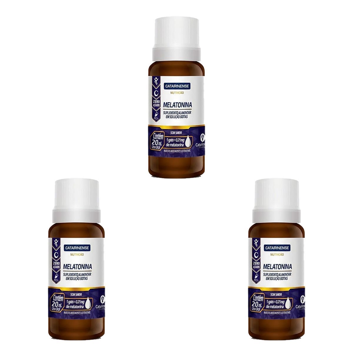 Kit 3X Melatonina em Gotas - 20ml Sem Sabor - Catarinense Nutri��o