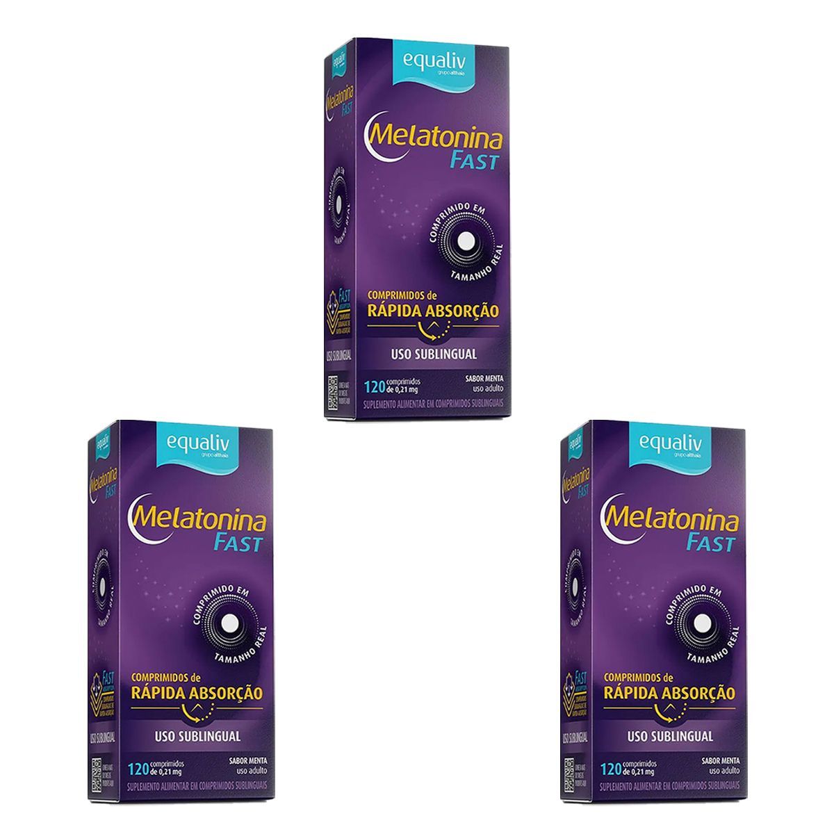 Kit 3X Melatonina Fast -  120 Comprimidos Sublinguais - Equaliv