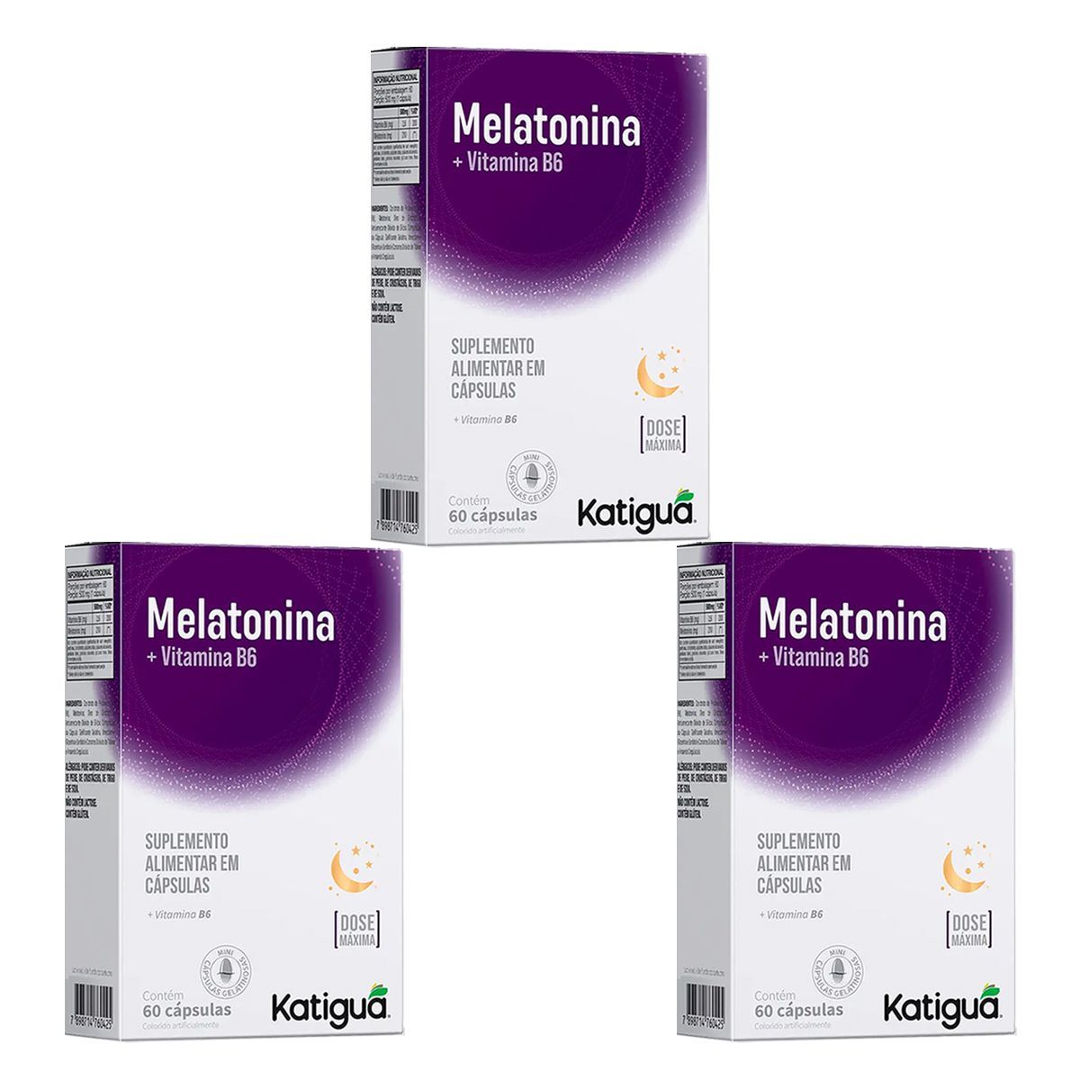 Kit 3X Melatonina Moonlight - 60 C�psulas - Katigu�