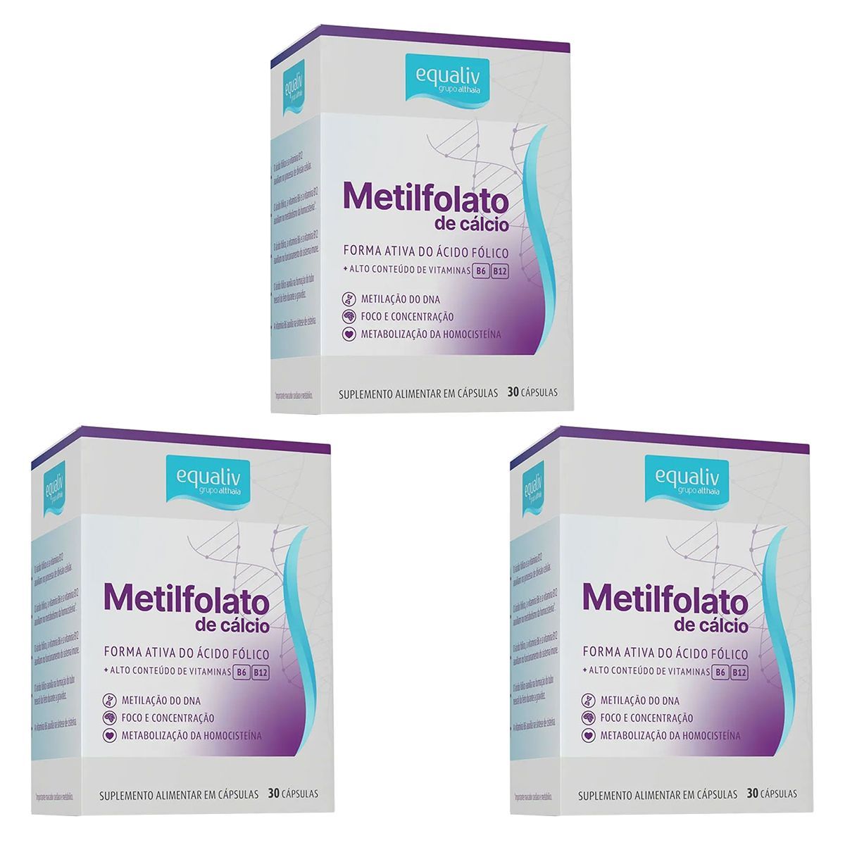 Kit 3X Metilfolato de C�lcio - 30 C�psulas - Equaliv