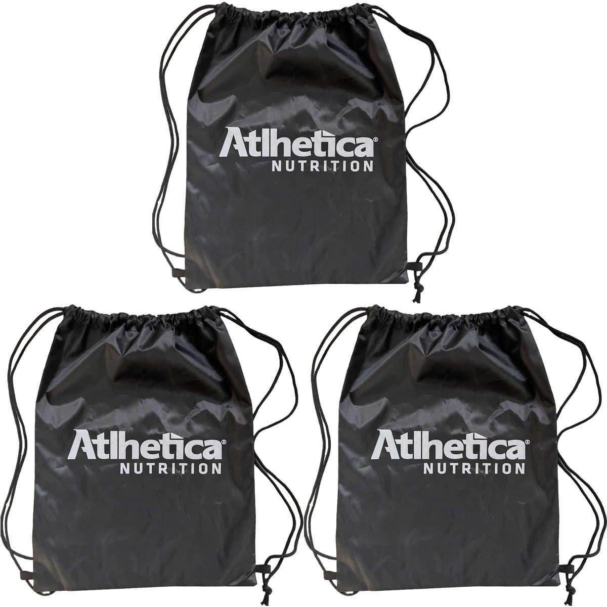 Kit 3X Mochila Saco Nylon - Preta com Branco - Atlhetica Nutrition