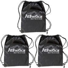 Kit 3X Mochila Saco Nylon - Preta com Branco - Atlhetica Nutrition
