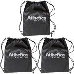 Kit 3X Mochila Saco Nylon - Preta com Branco - Atlhetica Nutrition