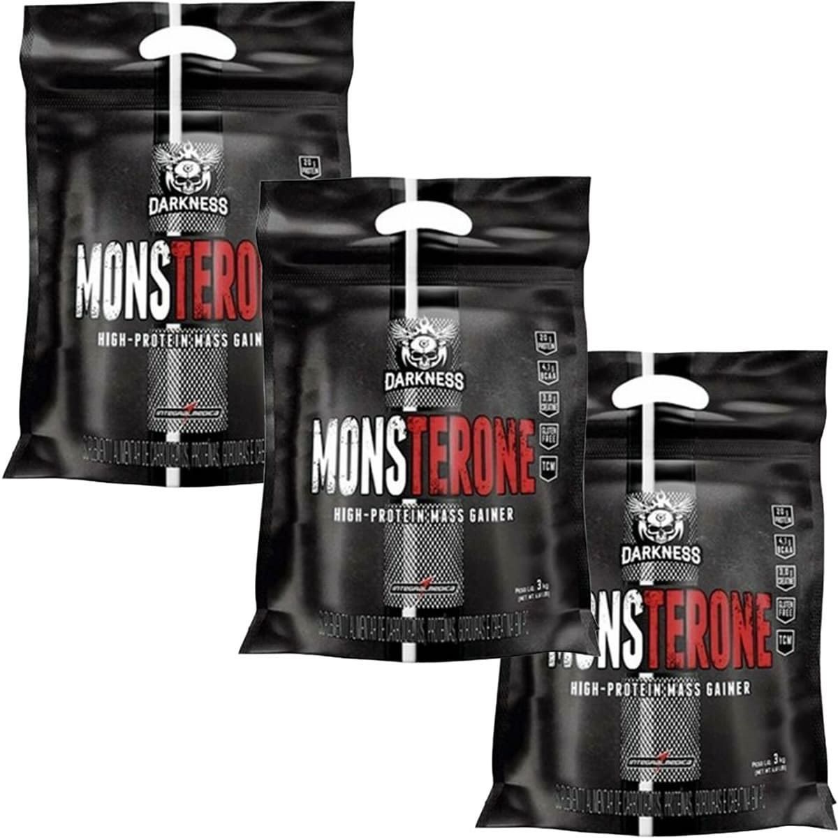 Kit 3X Monsterone Darkness - 3000g Refil Baunilha - IntegralMedica