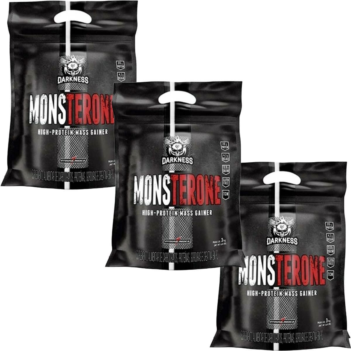 Kit 3X Monsterone Darkness - 3000g Refil Morango - IntegralM�dica