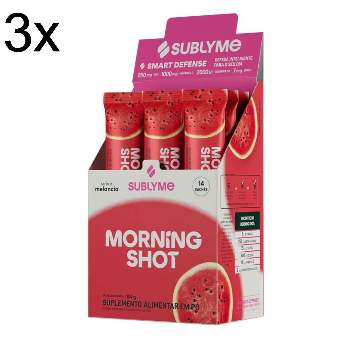 Kit 3X Morning Shot - 14 Sach�s 6g Melancia - Sublyme