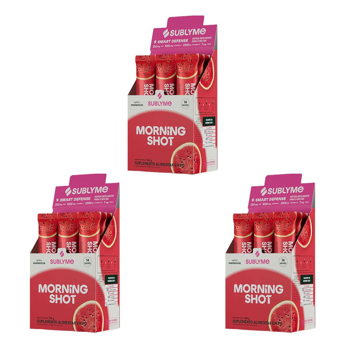 Kit 3X Morning Shot - 14 Sach�s 6g Melancia - Sublyme