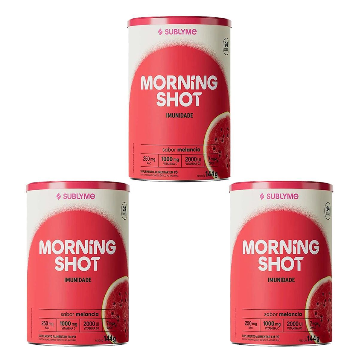 Kit 3X Morning Shot - 144g Melancia - Sublyme