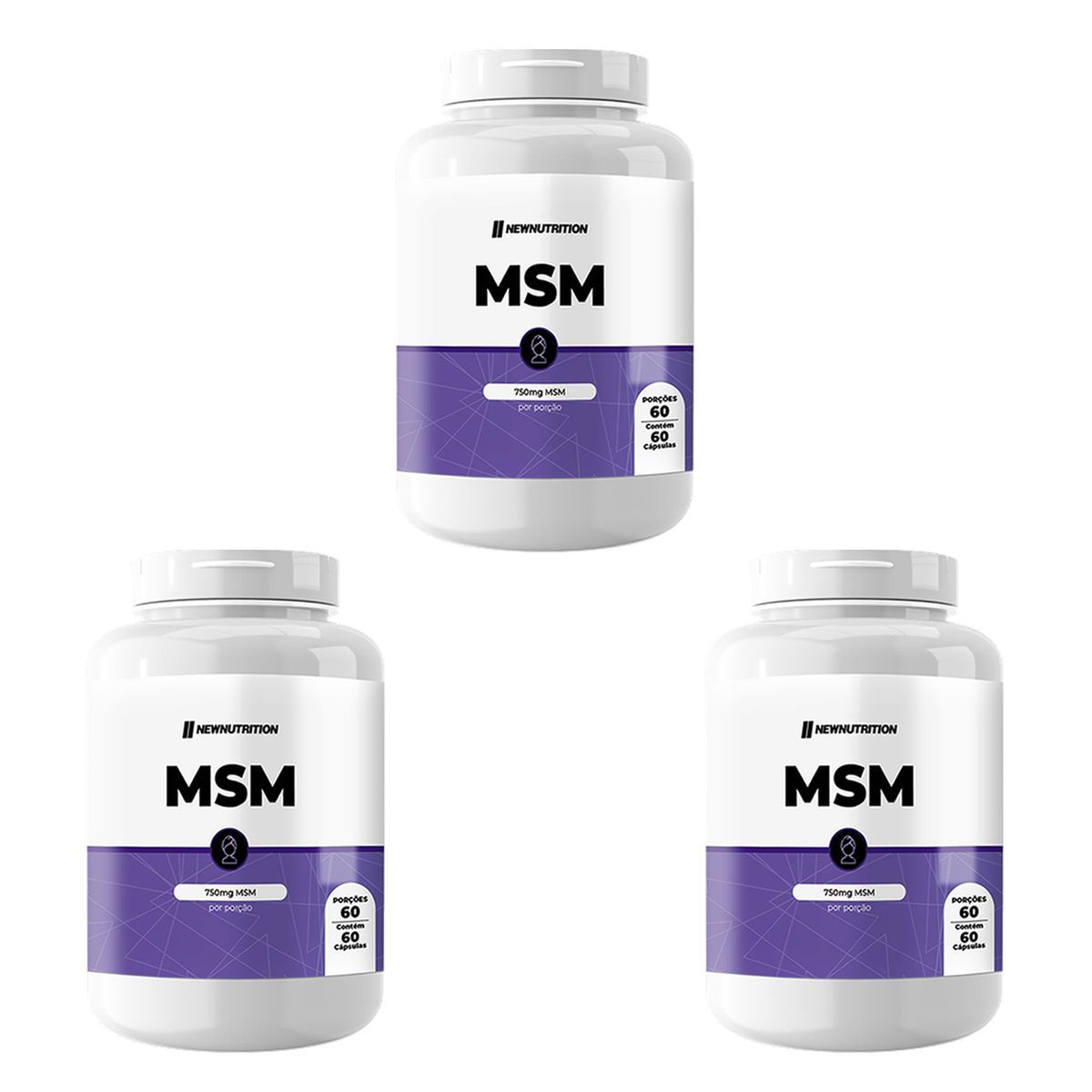 Kit 3X Msm - 750mg 60 C�psulas - NewNutrition