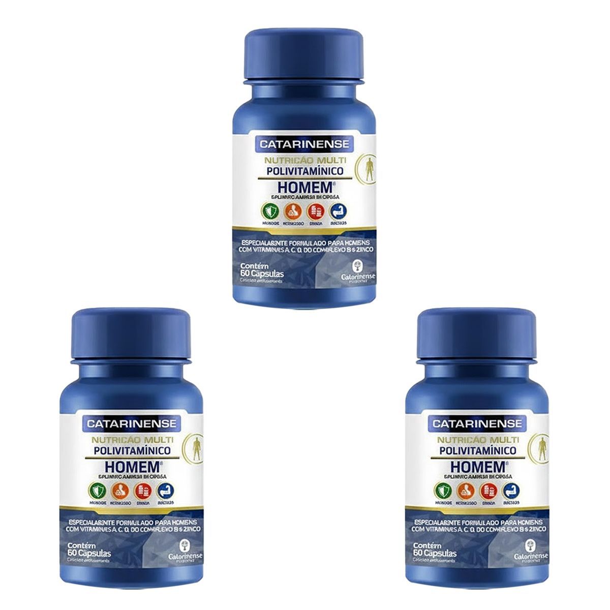 Kit 3X Multi Polivitaminico Homem - 60 C�psulas - Catarinense Nutri��o