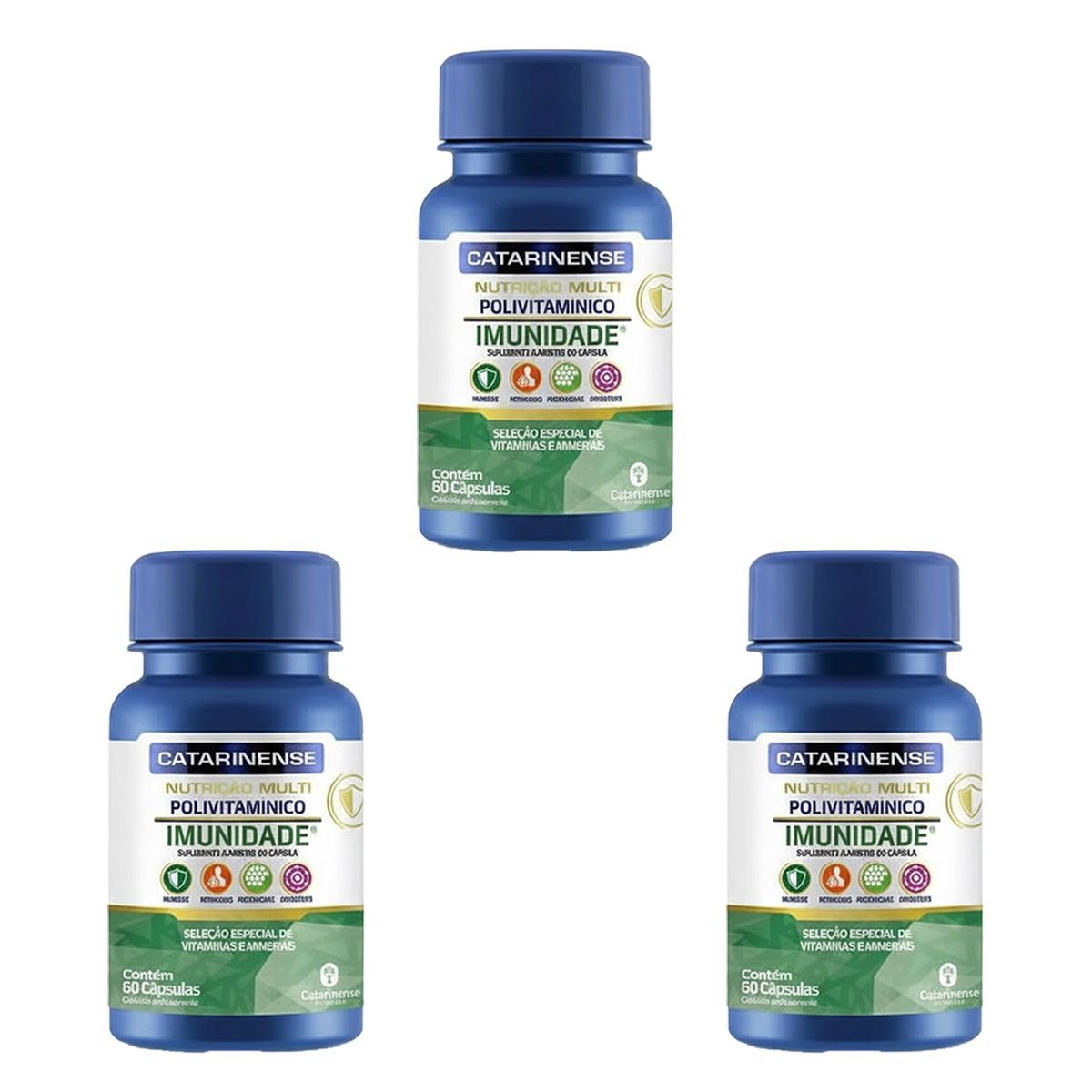 Kit 3X Multi Polivitaminico Imunidade - 60 C�psulas - Catarinense Nutri��o