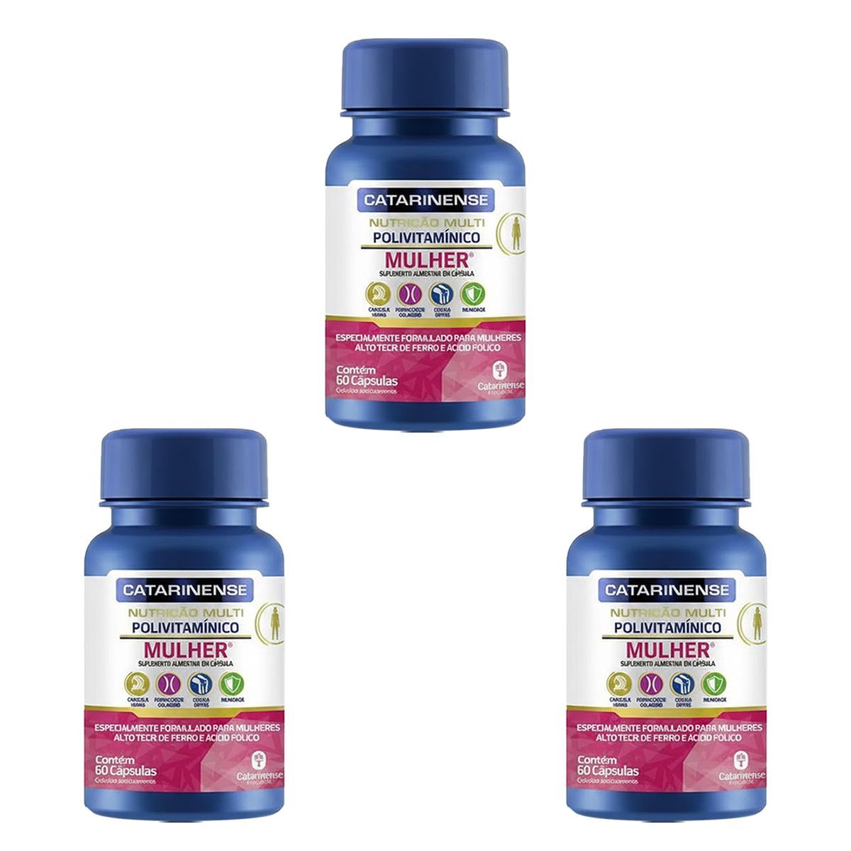 Kit 3X Multi Polivitaminico Mulher - 60 C�psulas - Catarinense Nutri��o
