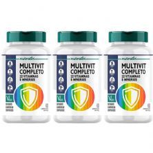 Kit 3X Multivit Completo 22 Vitaminas e Minerais Vegano - 60 Comprimidos - Nutralin