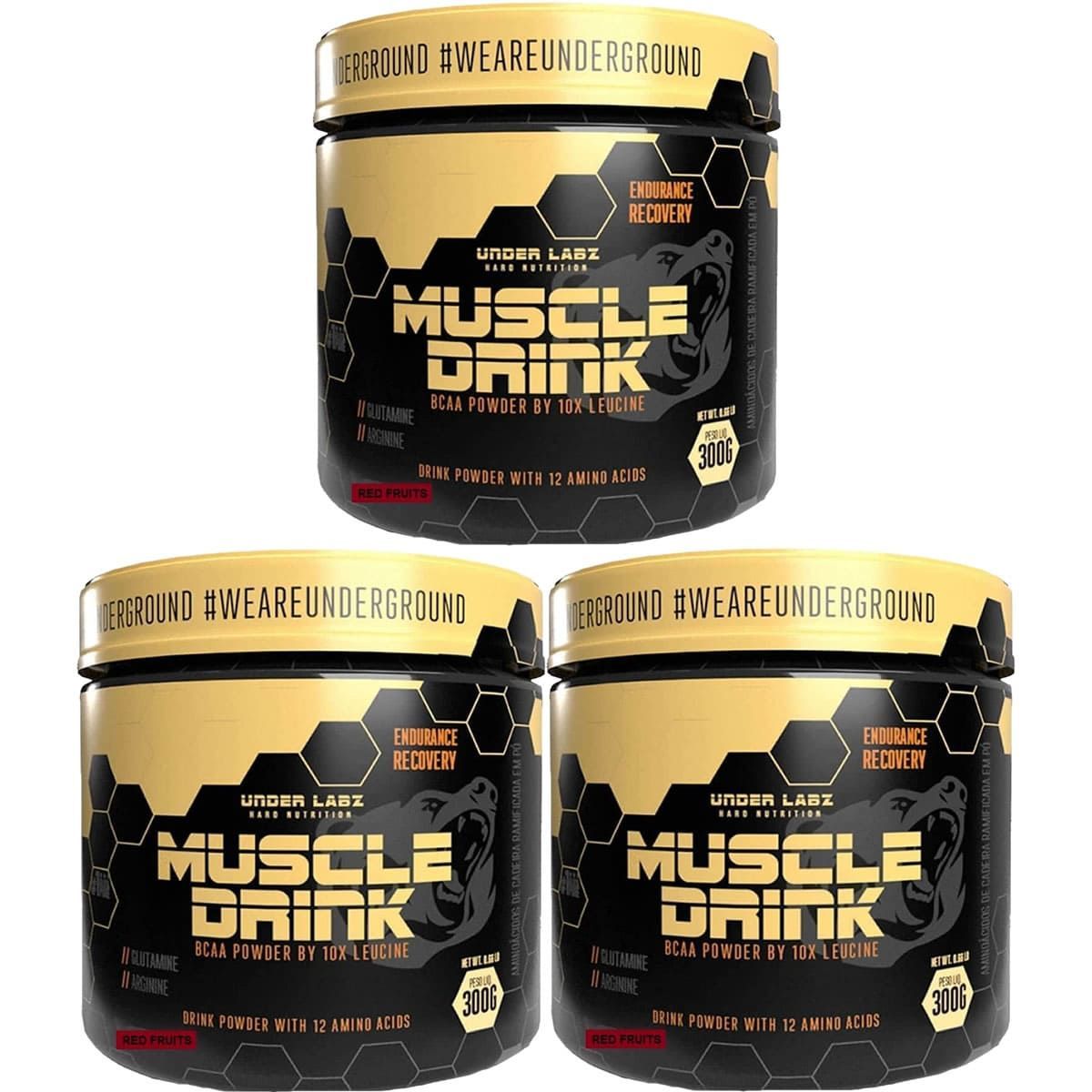 Kit 3X Muscle Drink And More - 300g Red Fruits - Under Labz