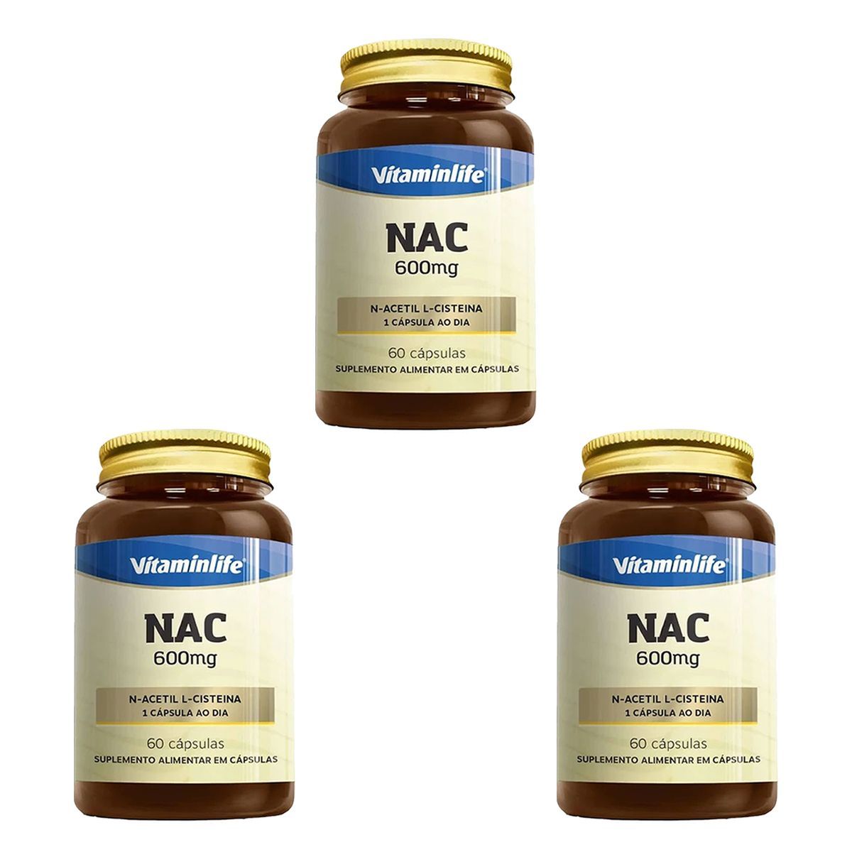 Kit 3X NAC 600mg - 60 C�psulas - VitaminLife
