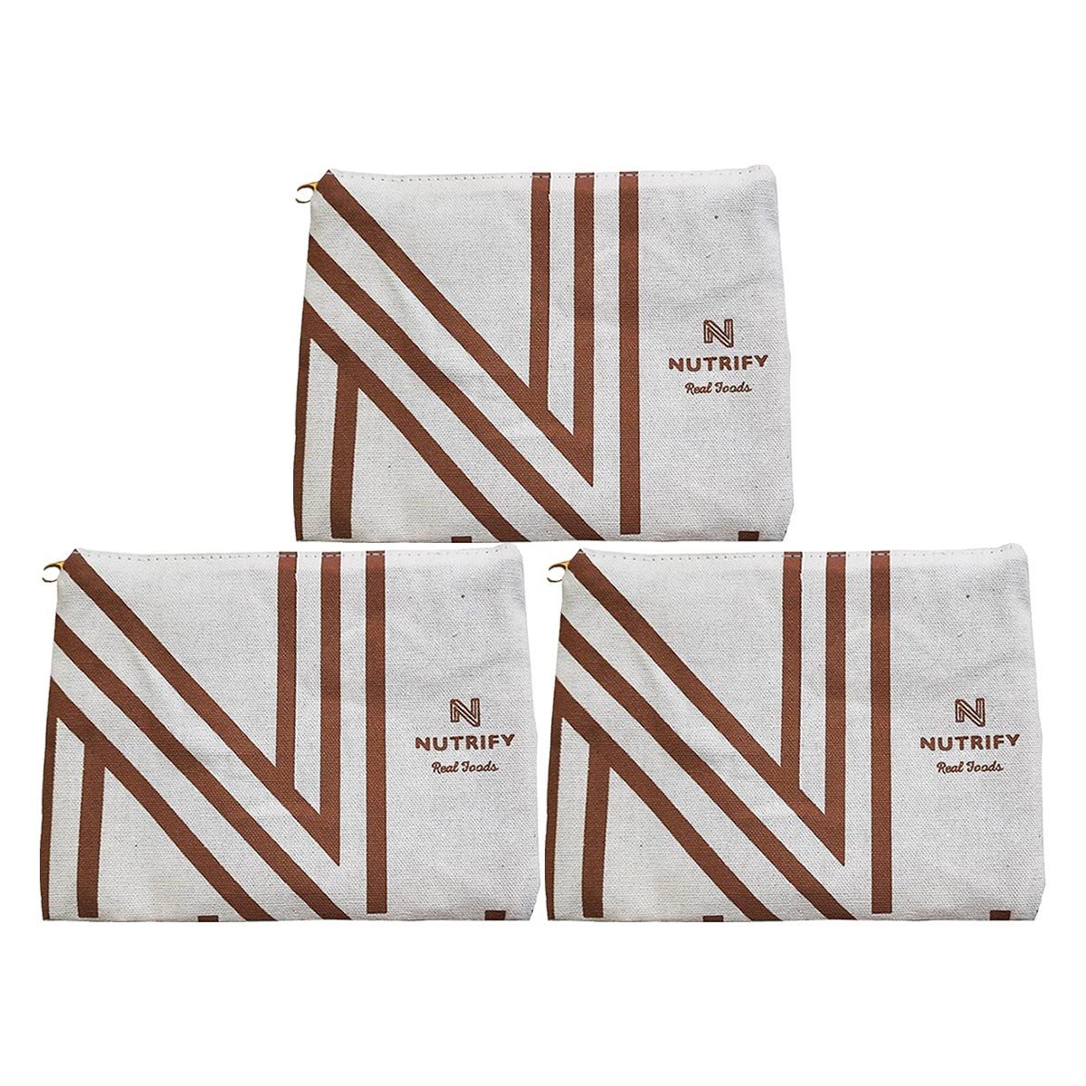 Kit 3X Necessaire Algod�o Marrom - Nutrify