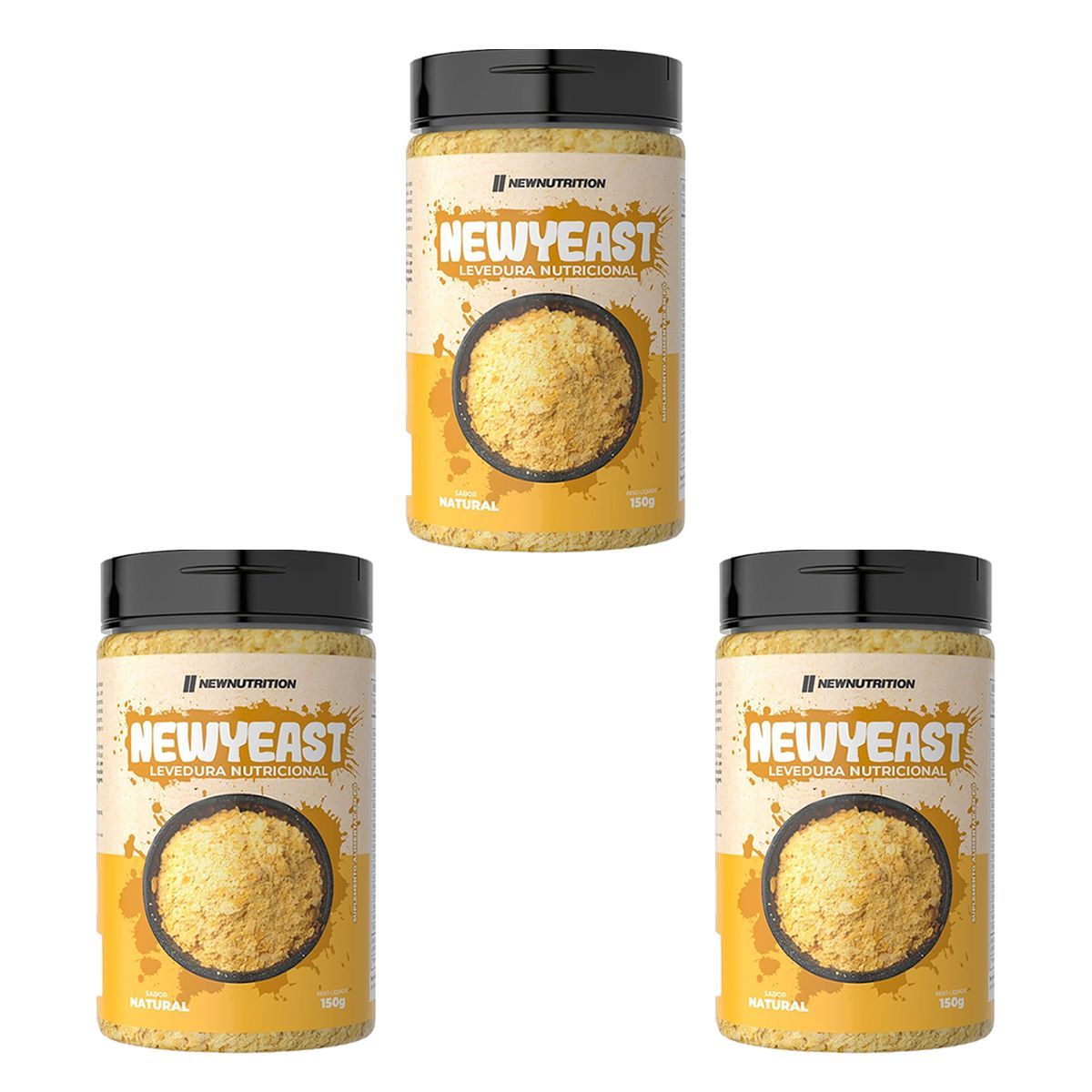 Kit 3X NewYeast Levedura Nutricional - 150g Natural - NewNutrition