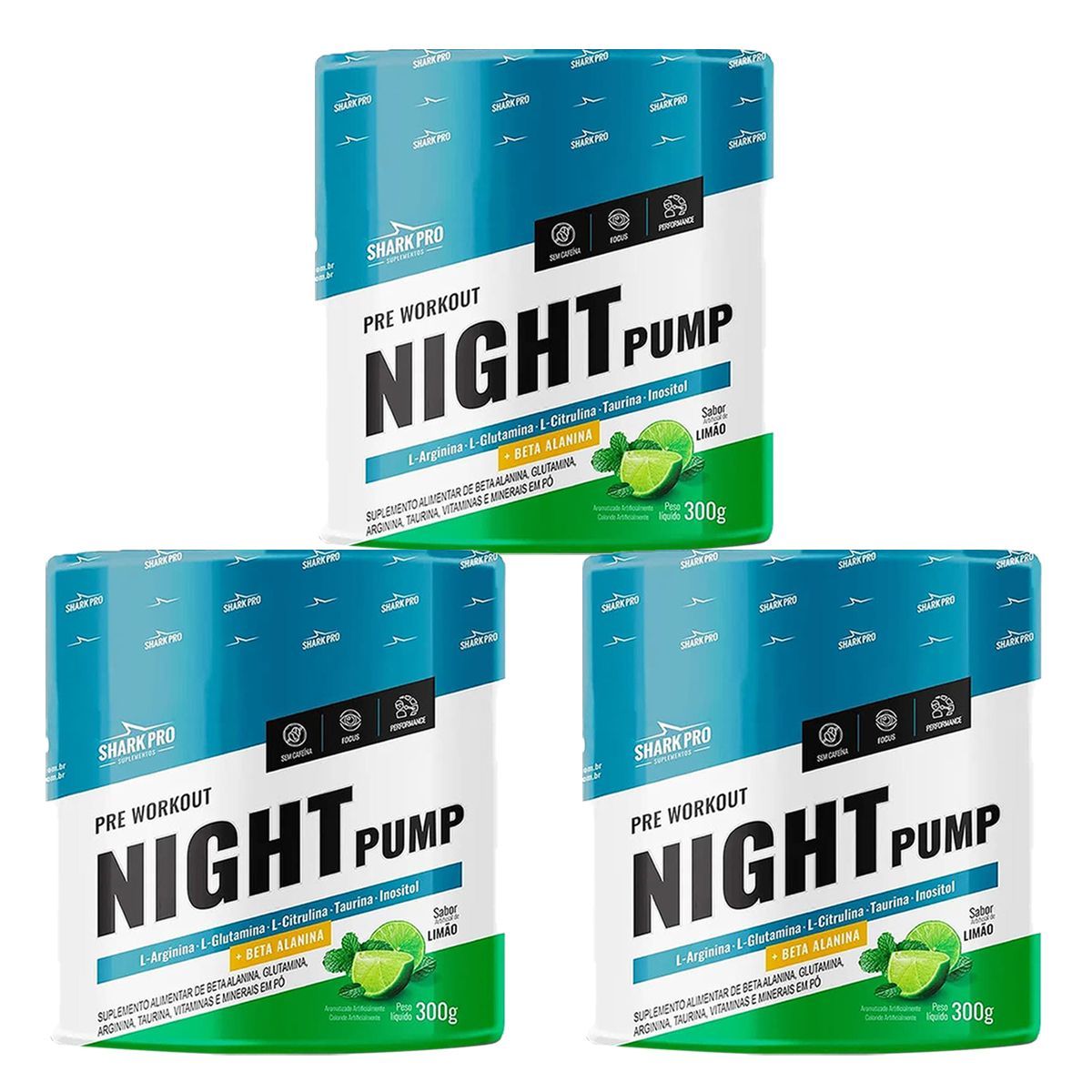 Kit 3X Night Pump - 300g Lim�o - Shark Pro
