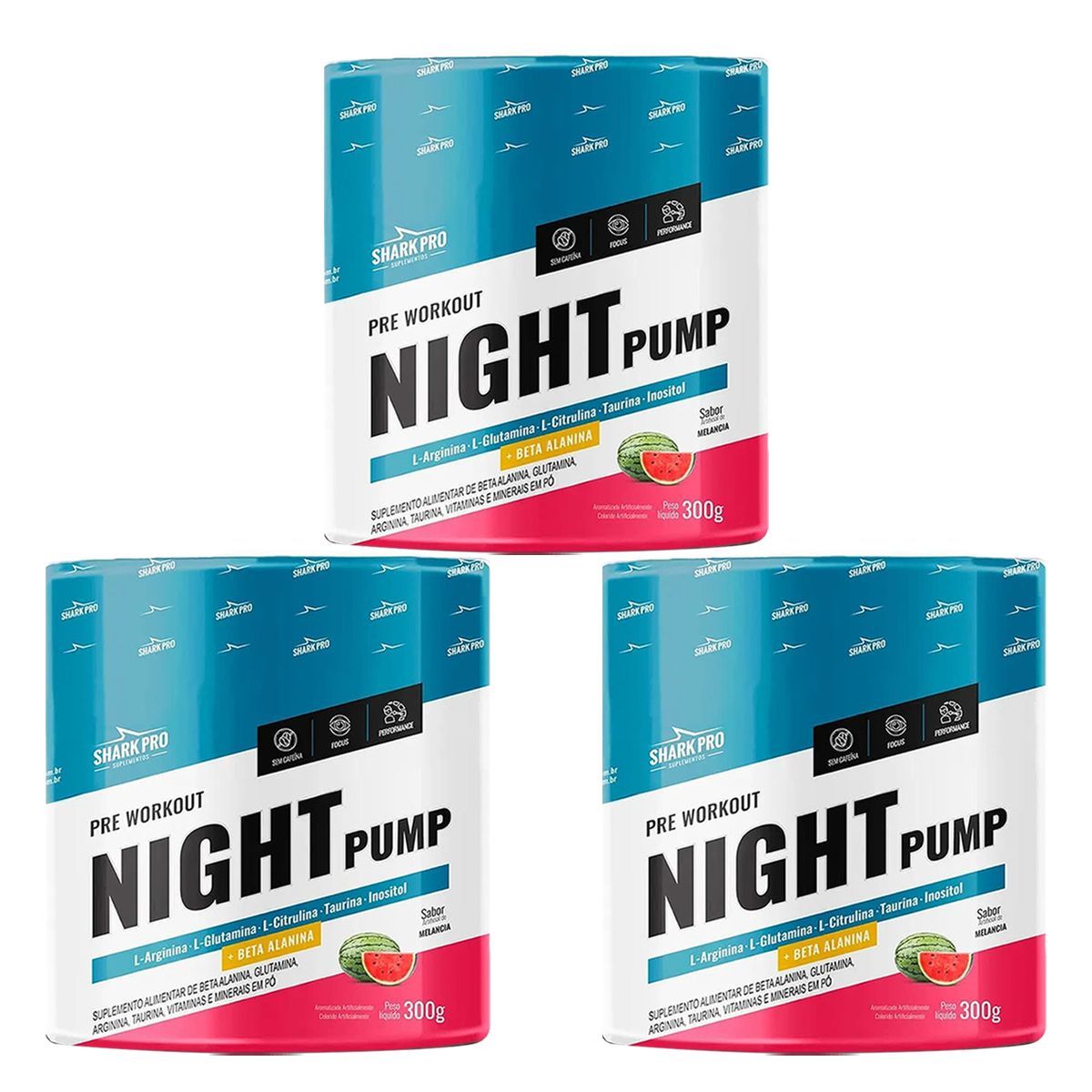 Kit 3X Night Pump - 300g Melancia - Shark Pro