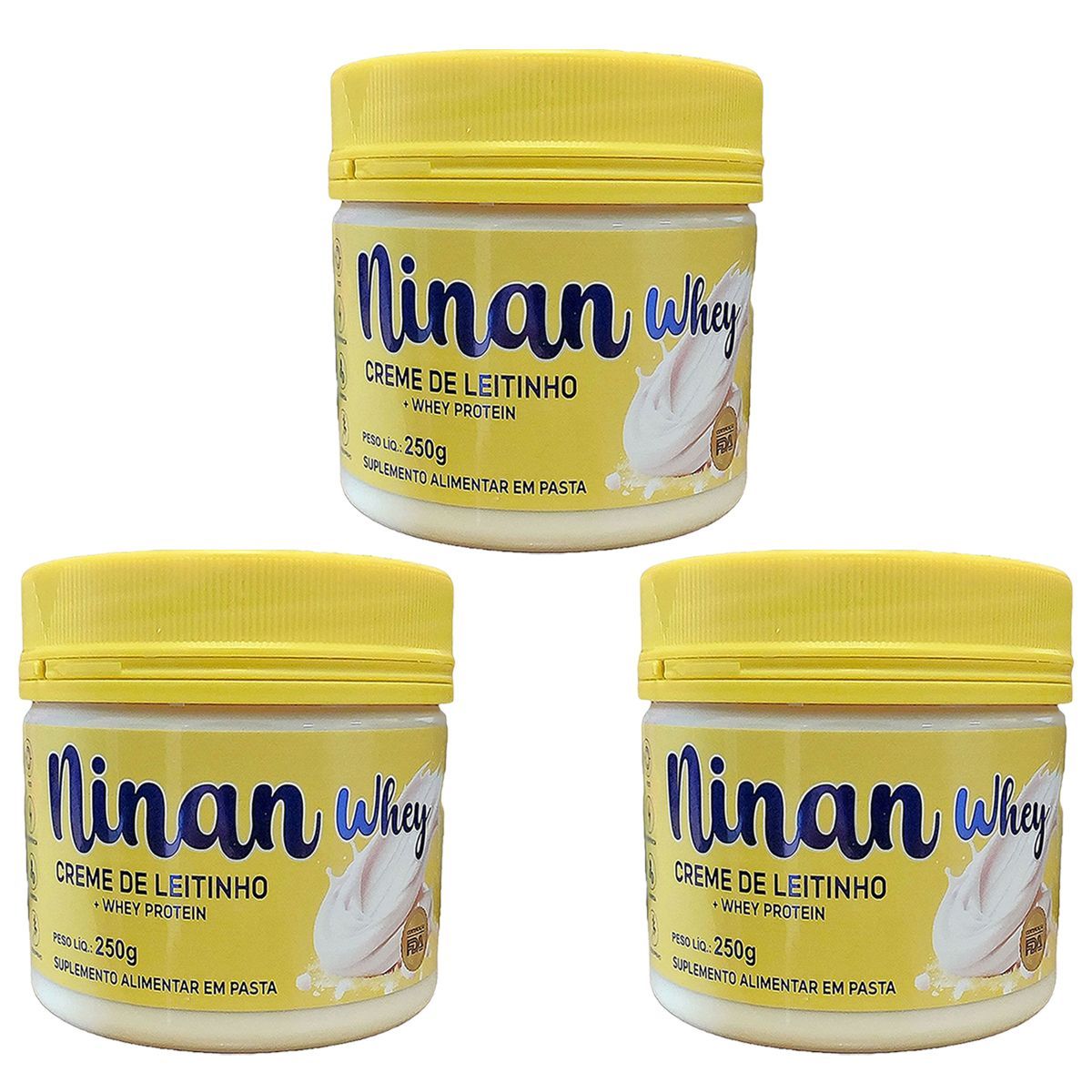 Kit 3X Ninan Whey - 250g Creme de Leitinho - Idn Labz