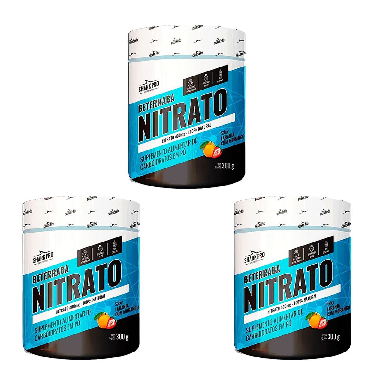 Kit 3X Nitrato - 300g Laranja com Morango - Shark Pro