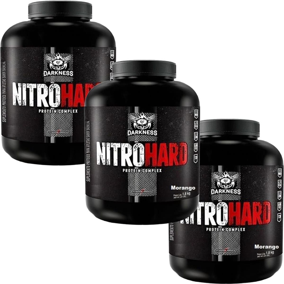 Kit 3X Nitro Hard Protein Complex - 1800g Morango - Integralm�dica